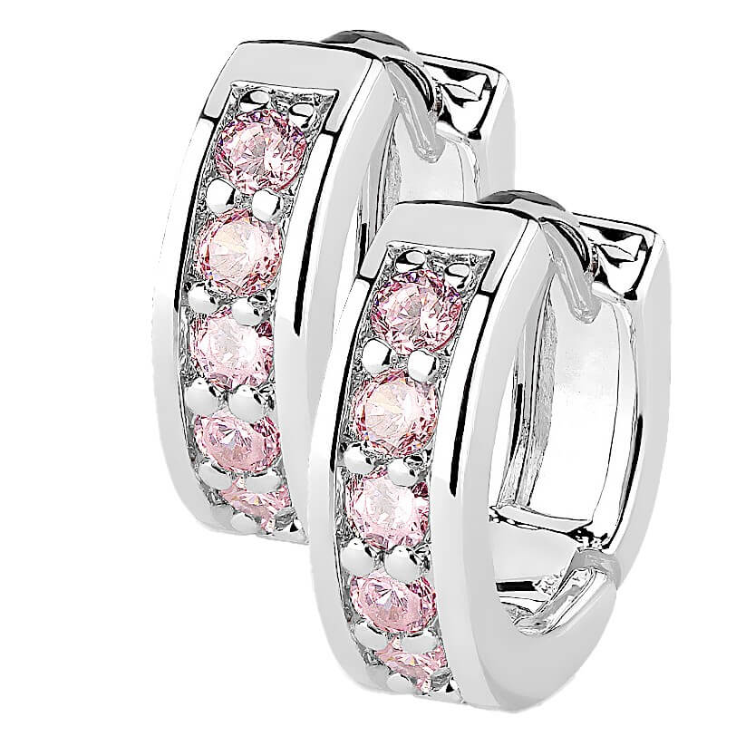 Channel Set CZ Half Circle Hoop Earrings