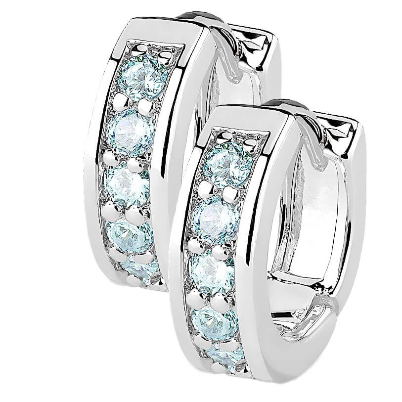 Channel Set CZ Half Circle Hoop Earrings