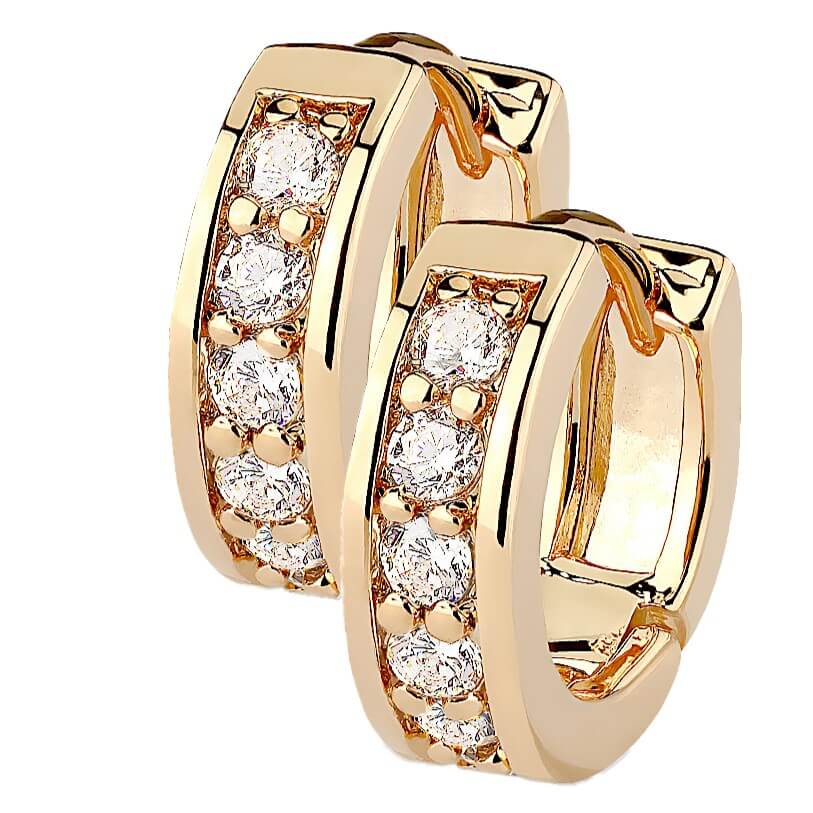 Channel Set CZ Half Circle Hoop Earrings