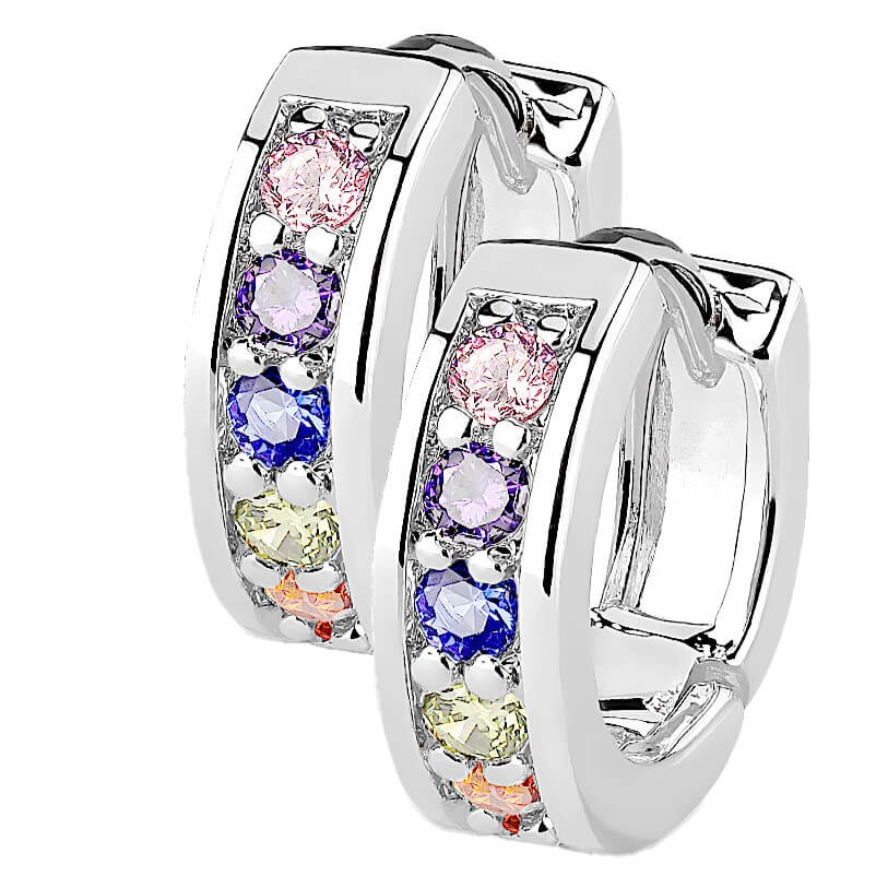 Channel Set CZ Half Circle Hoop Earrings