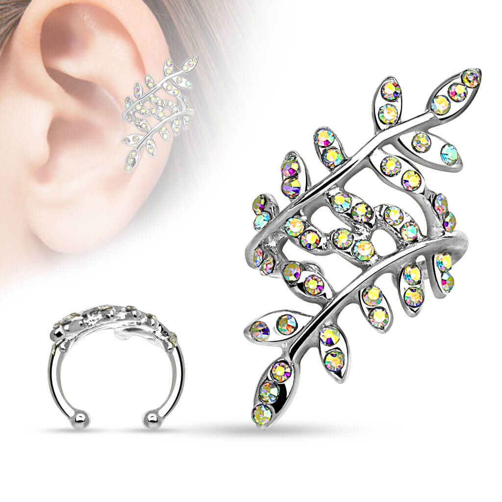 Crystal Leaflet Non-Piercing Ear Cuff