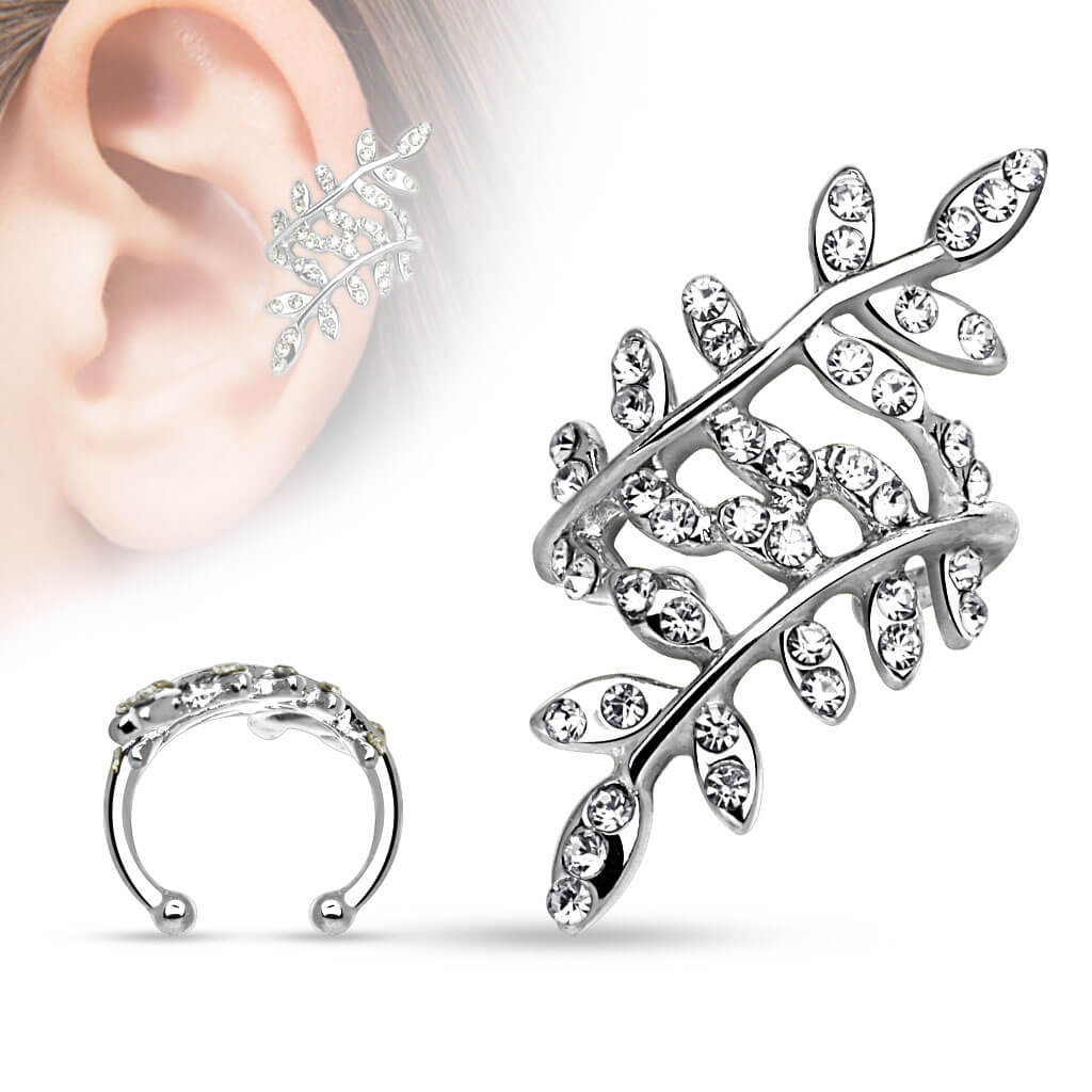 Crystal Leaflet Non-Piercing Ear Cuff