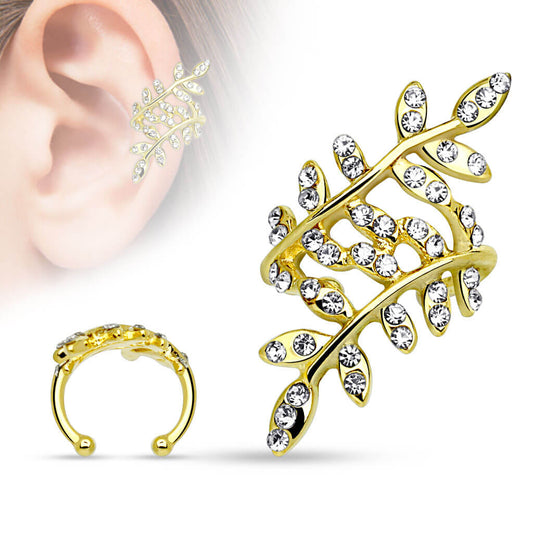 Crystal Leaflet Non-Piercing Ear Cuff