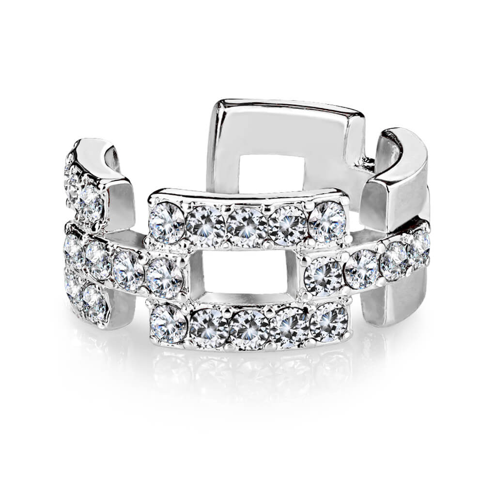 Square Links Pavé CZ Non-Piercing Ear Cuff