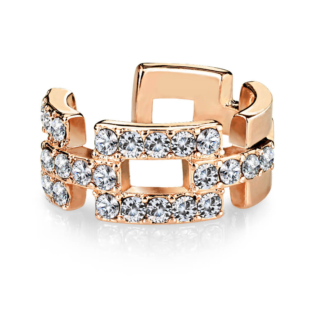 Square Links Pavé CZ Non-Piercing Ear Cuff