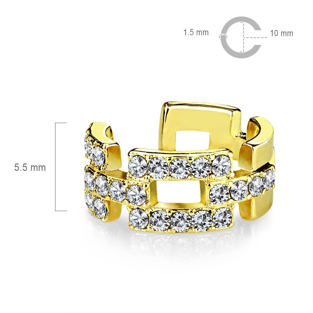 Square Links Pavé CZ Non-Piercing Ear Cuff