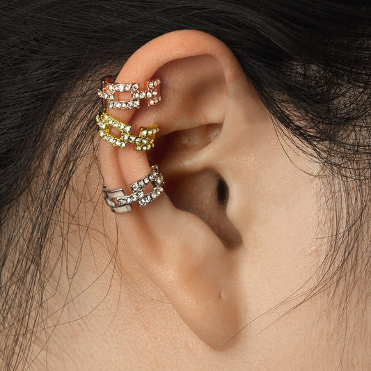 Square Links Pavé CZ Non-Piercing Ear Cuff