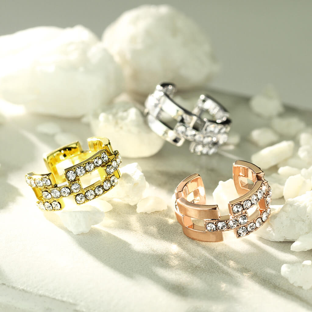 Square Links Pavé CZ Non-Piercing Ear Cuff