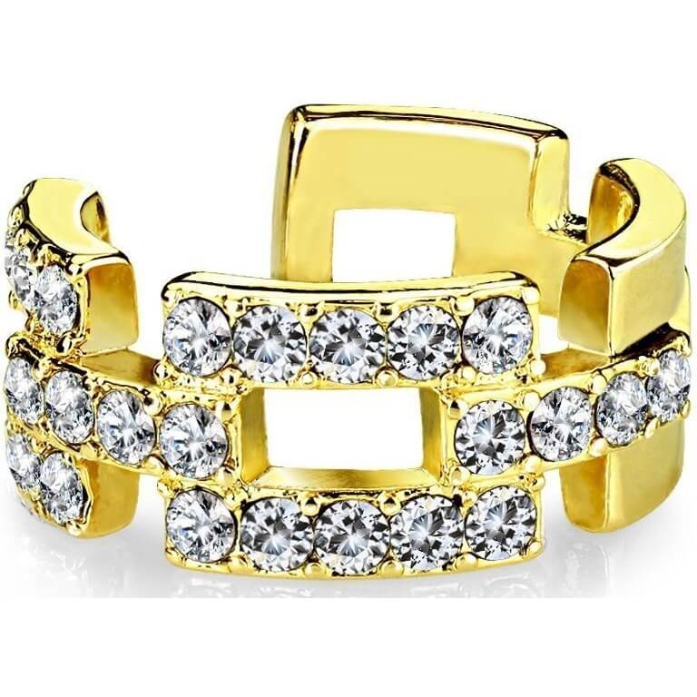Square Links Pavé CZ Non-Piercing Ear Cuff