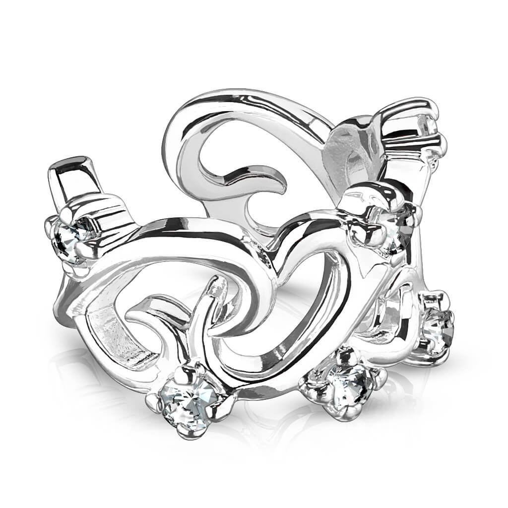 Filigree Linked Hearts CZ Non-Piercing Ear Cuff