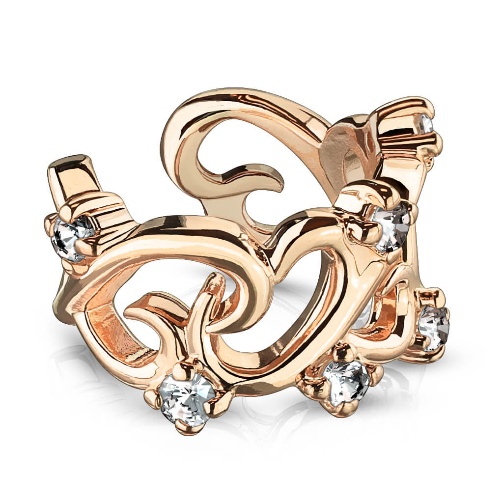 Filigree Linked Hearts CZ Non-Piercing Ear Cuff
