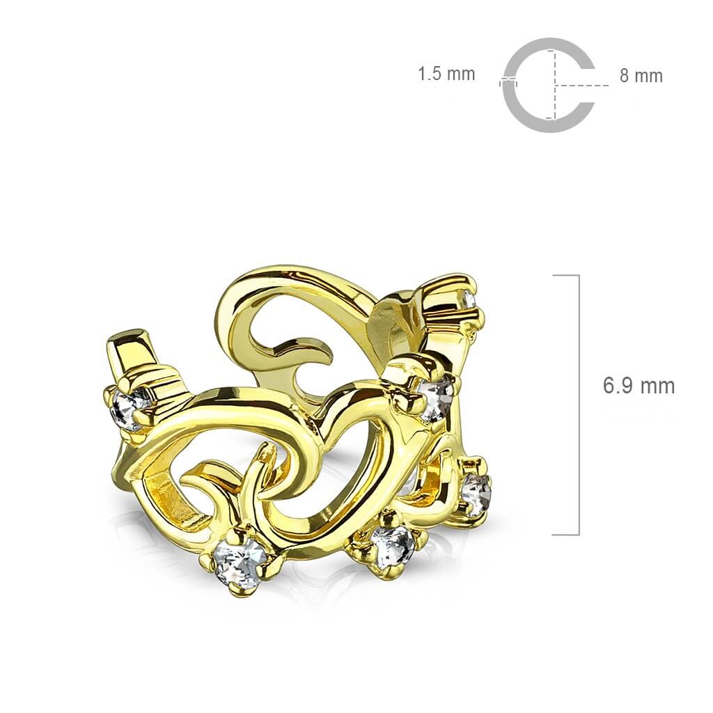 Filigree Linked Hearts CZ Non-Piercing Ear Cuff