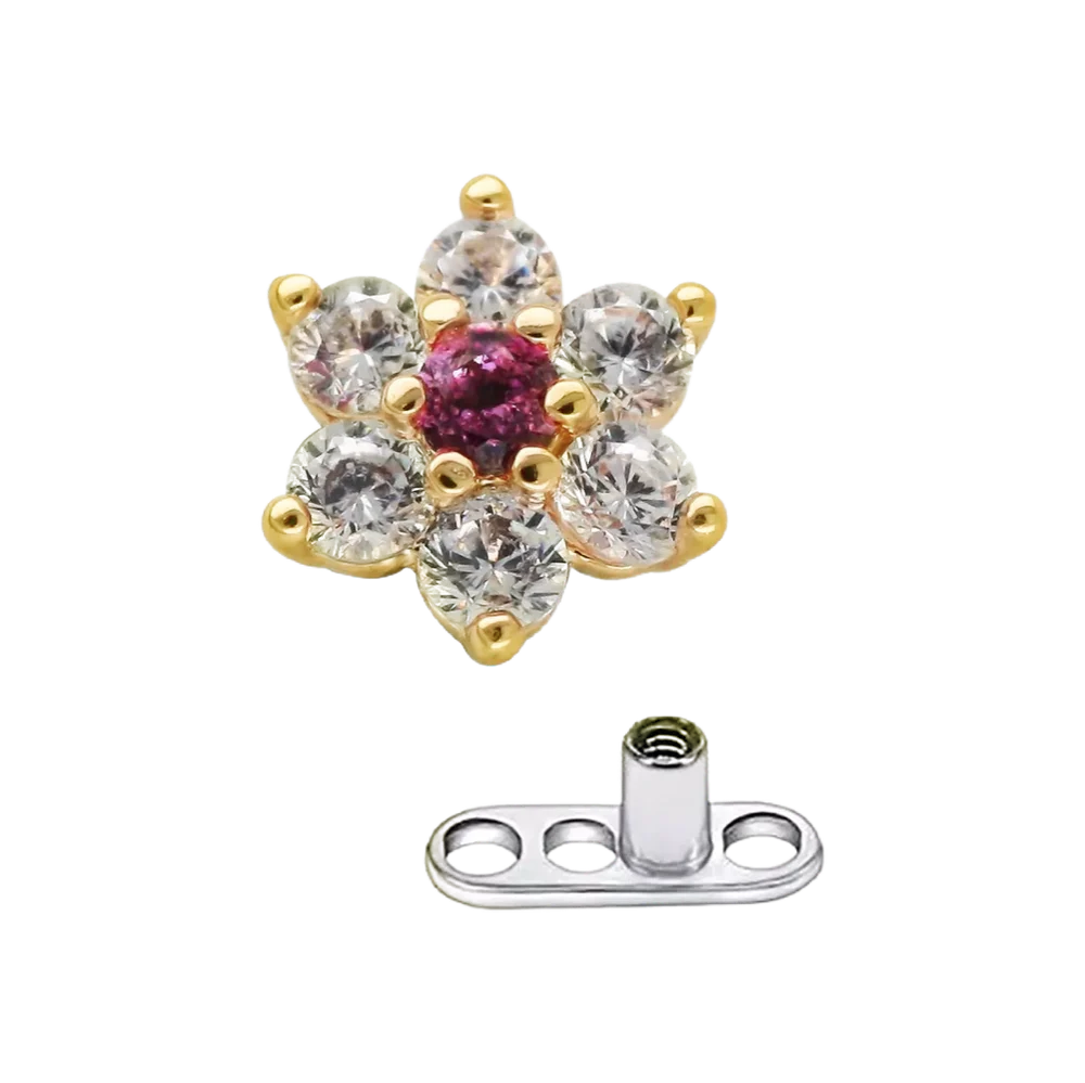 Flower White CZ Dermal Anchor Top