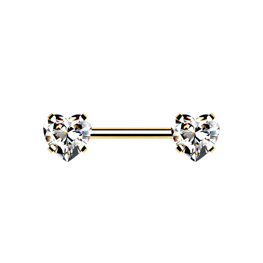 Heart Gem Threadless Straight Barbell
