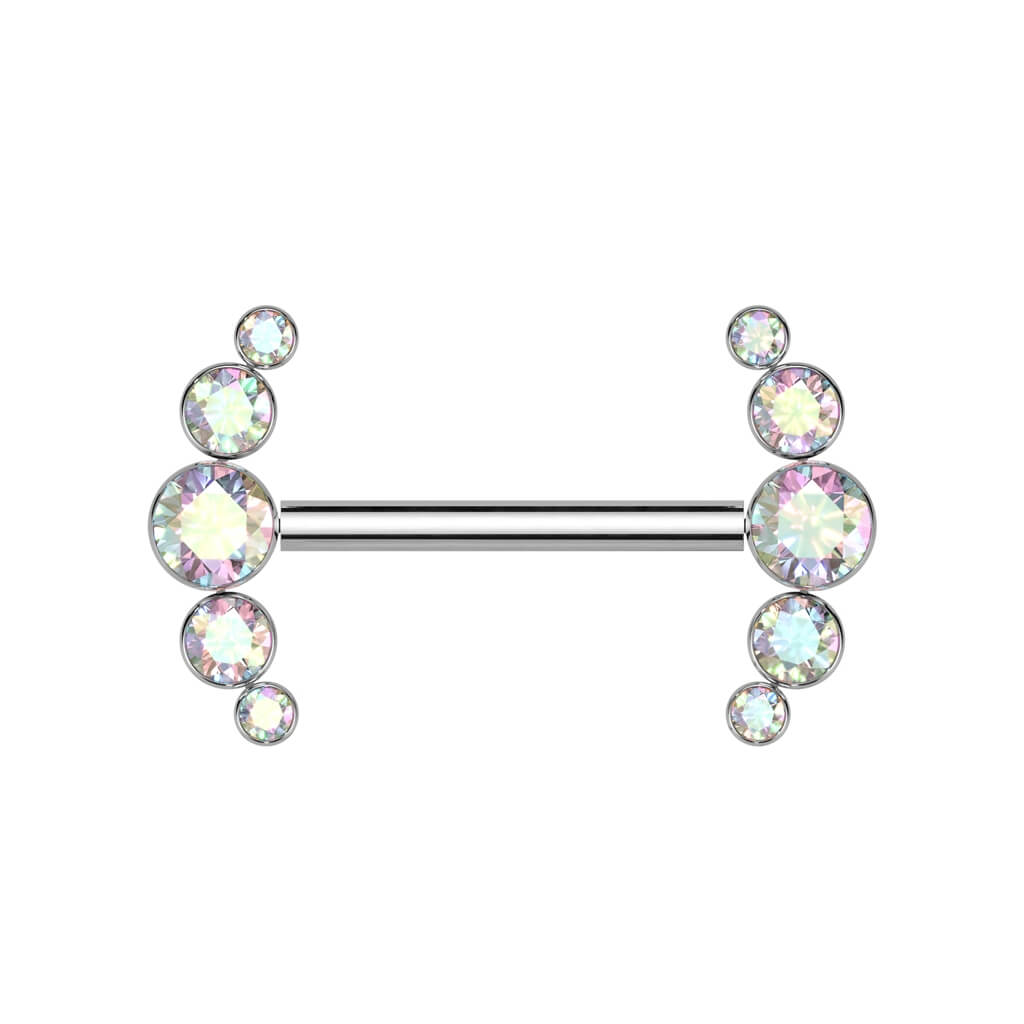 5 Bezel Set Threadless Nipple Barbell