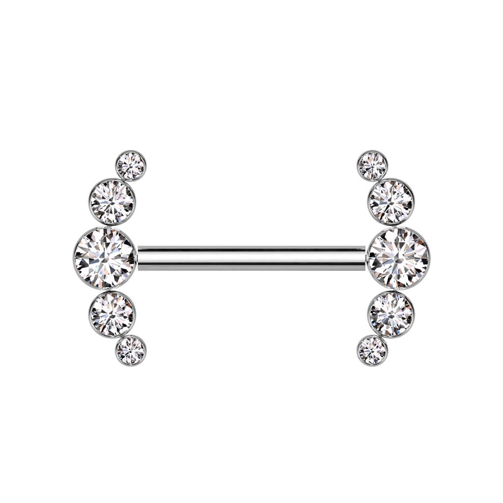 5 Bezel Set Threadless Nipple Barbell