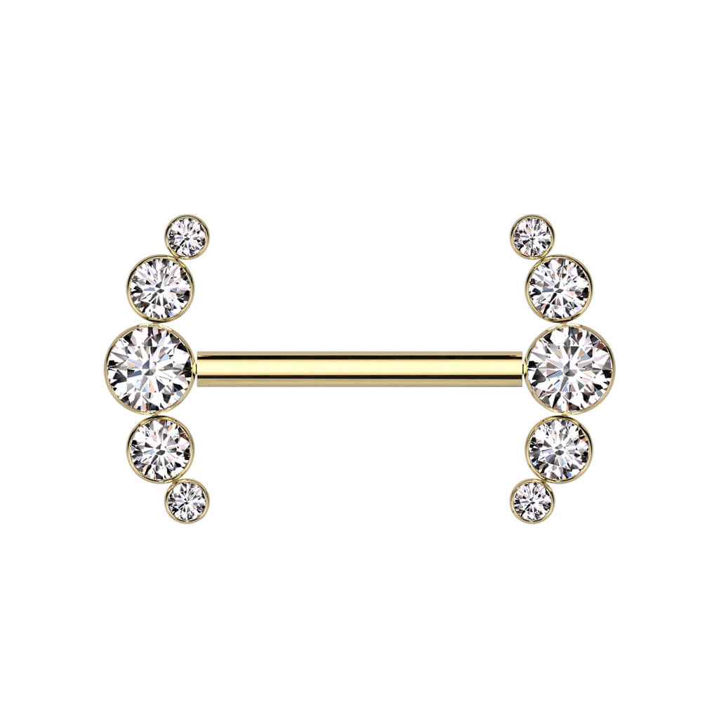 5 Bezel Set Threadless Nipple Barbell