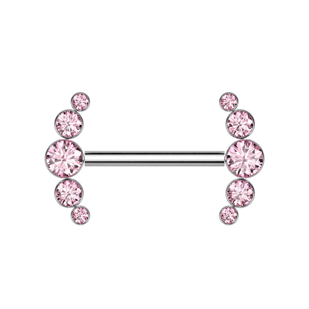 5 Bezel Set Threadless Nipple Barbell