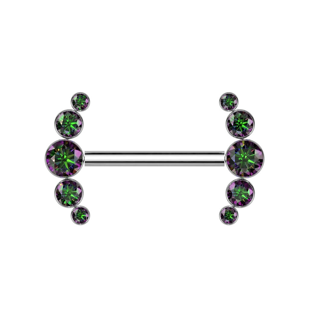 5 Bezel Set Threadless Nipple Barbell
