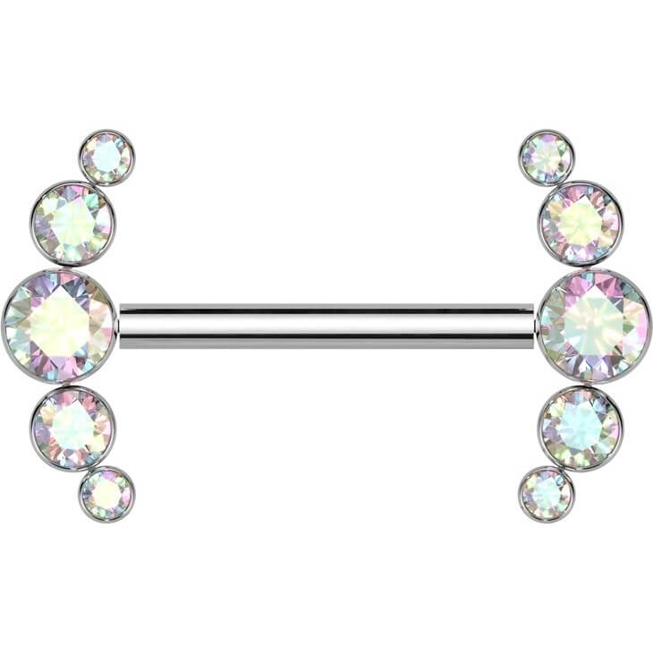 5 Bezel Set Threadless Nipple Barbell