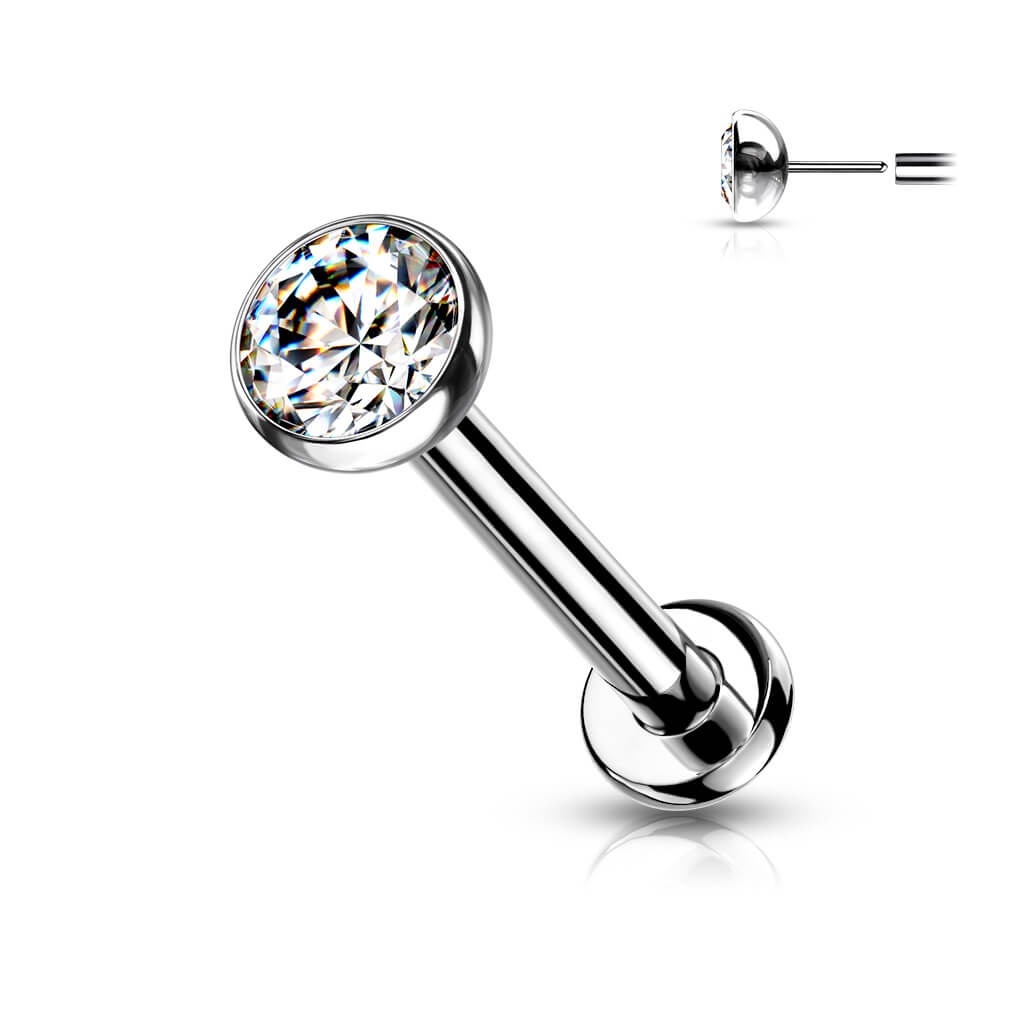 Bezeled Gem Titanium Threadless Push Labret