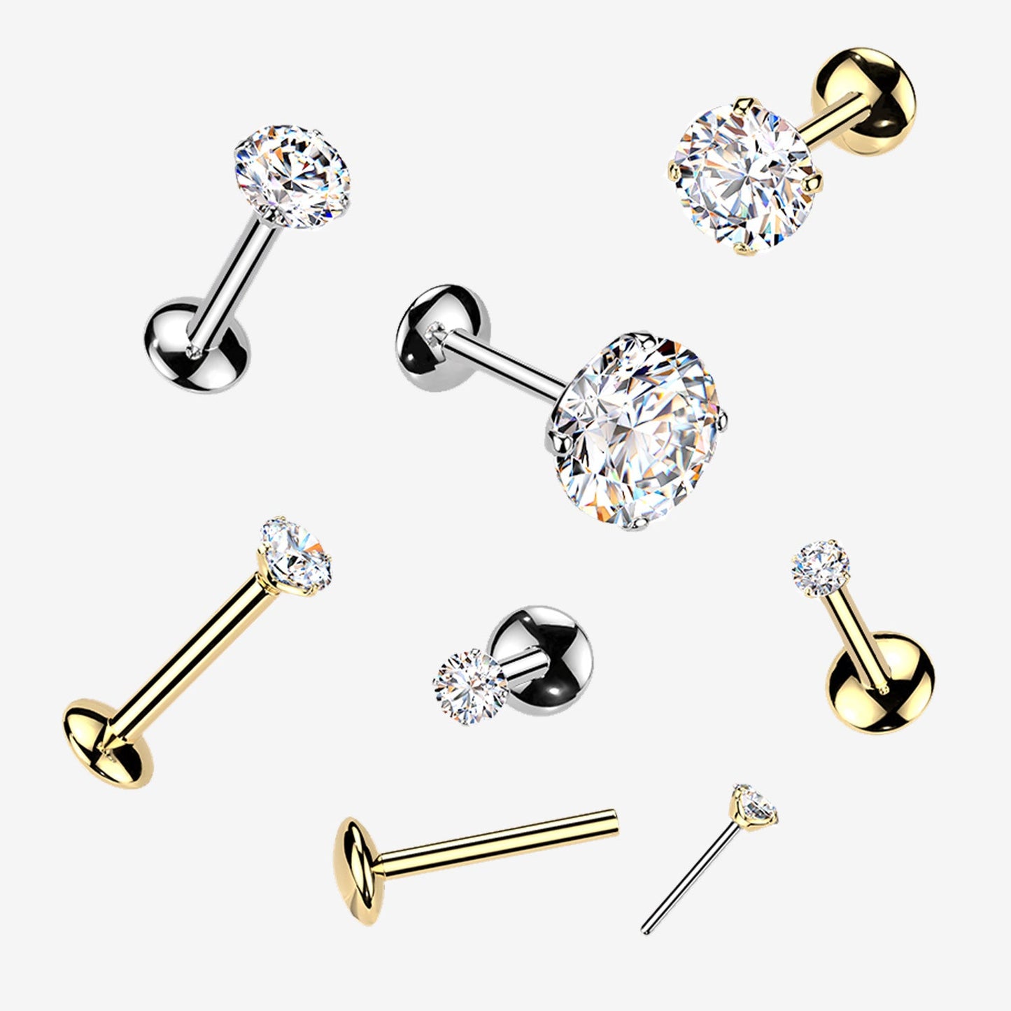 Moissanite Convex Base Titanium Threadless Labret