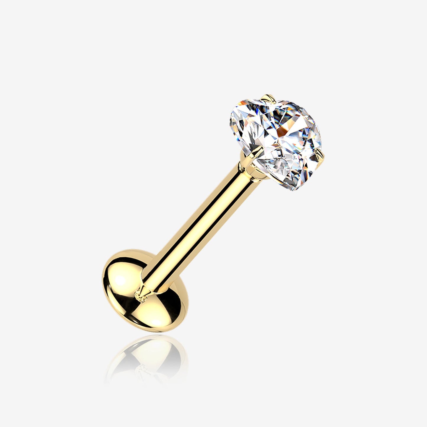 Titanium Threadless Labret with Heart Moissanite Top