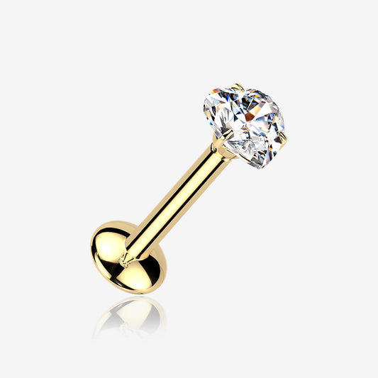 Titanium Threadless Labret with Heart Moissanite Top