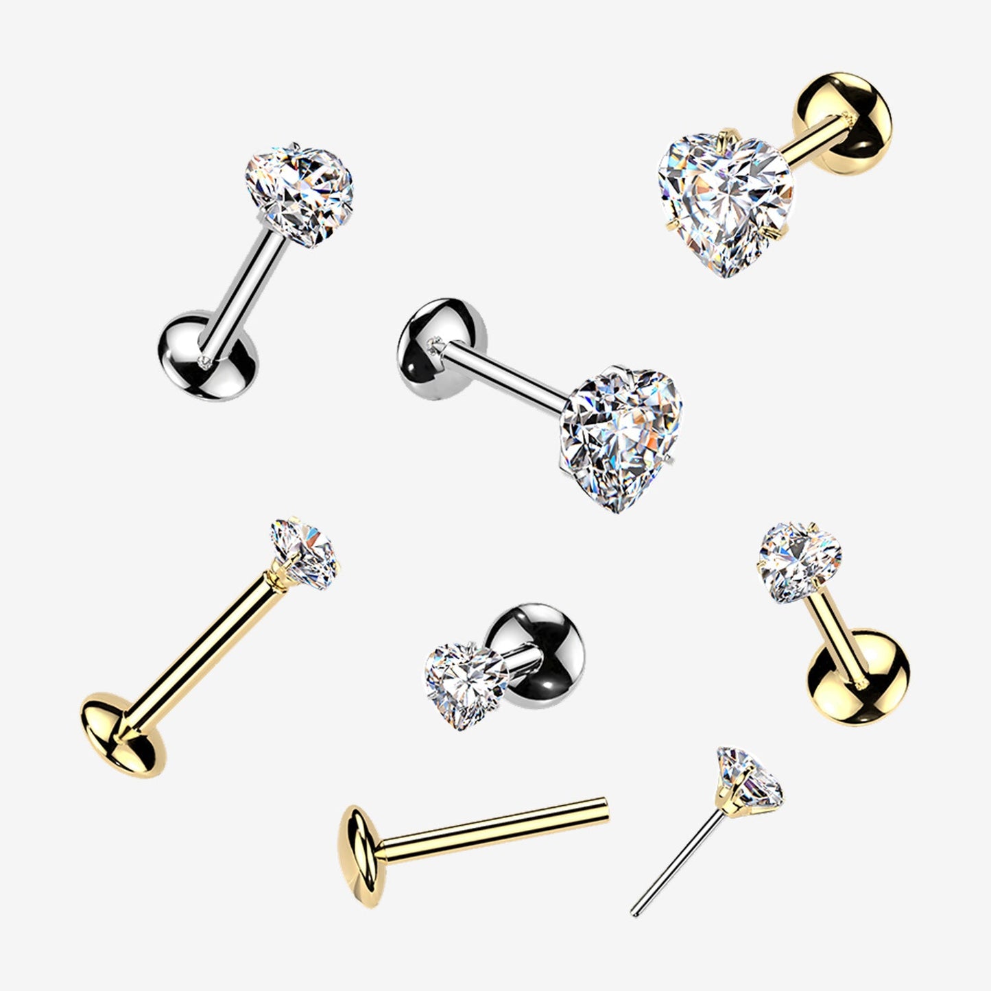 Titanium Threadless Labret with Heart Moissanite Top