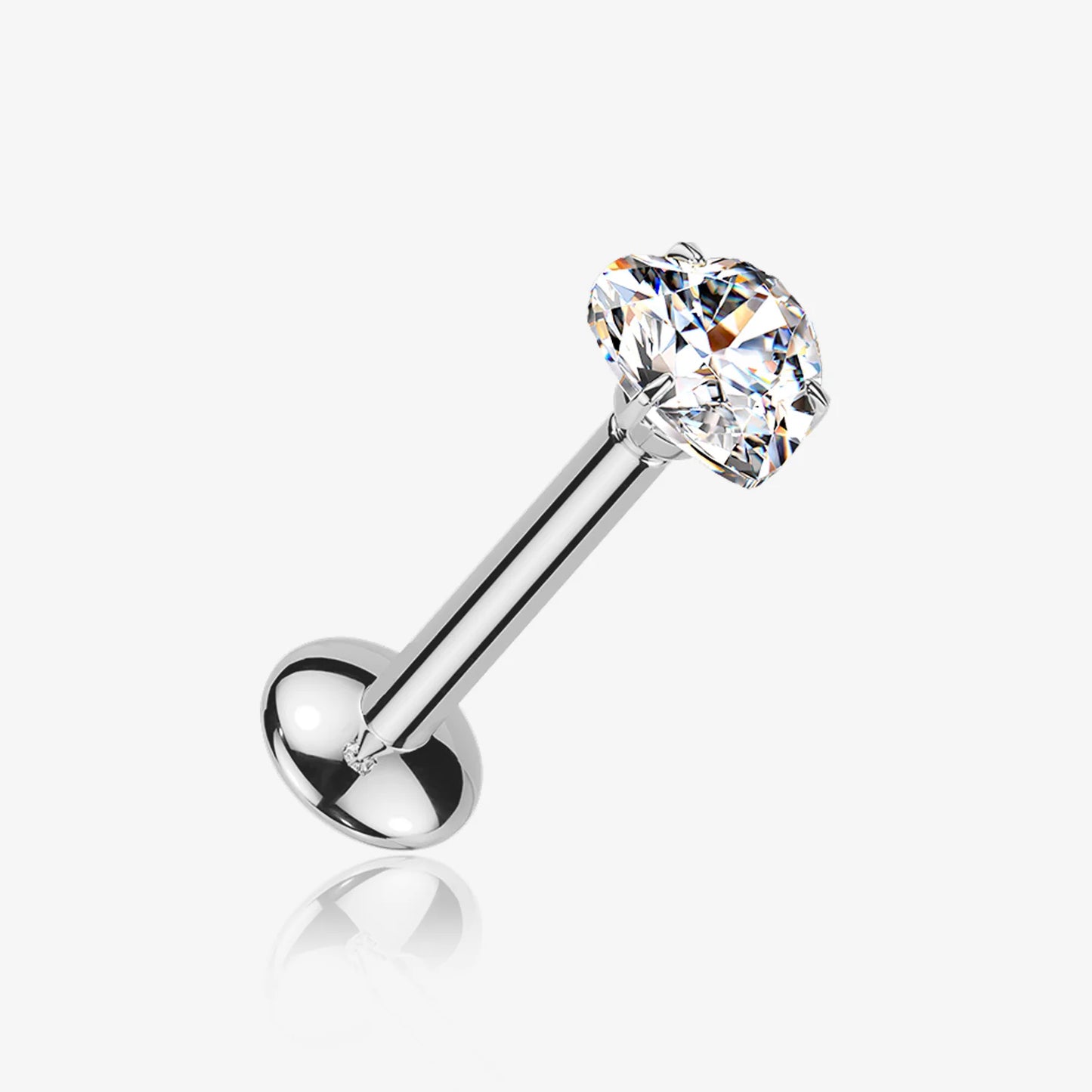 Titanium Threadless Labret with Heart Moissanite Top