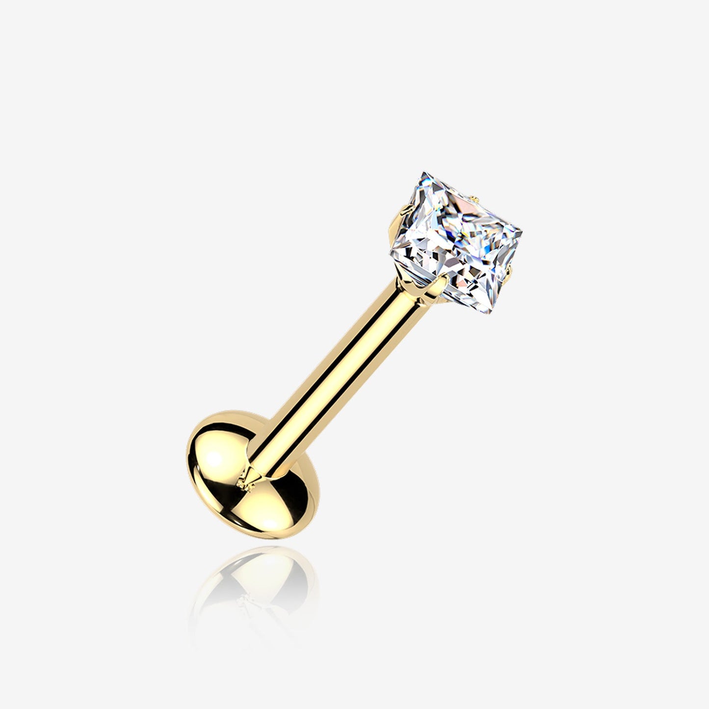 Titanium Threadless Labret with Square Moissanite Top