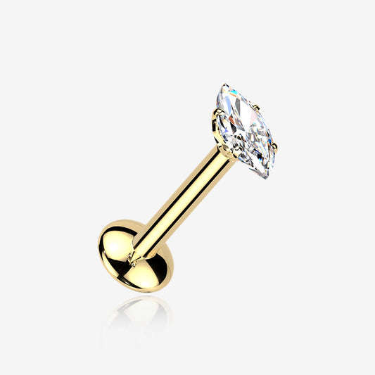 Titanium Threadless Labret with Marquise Moissanite Top