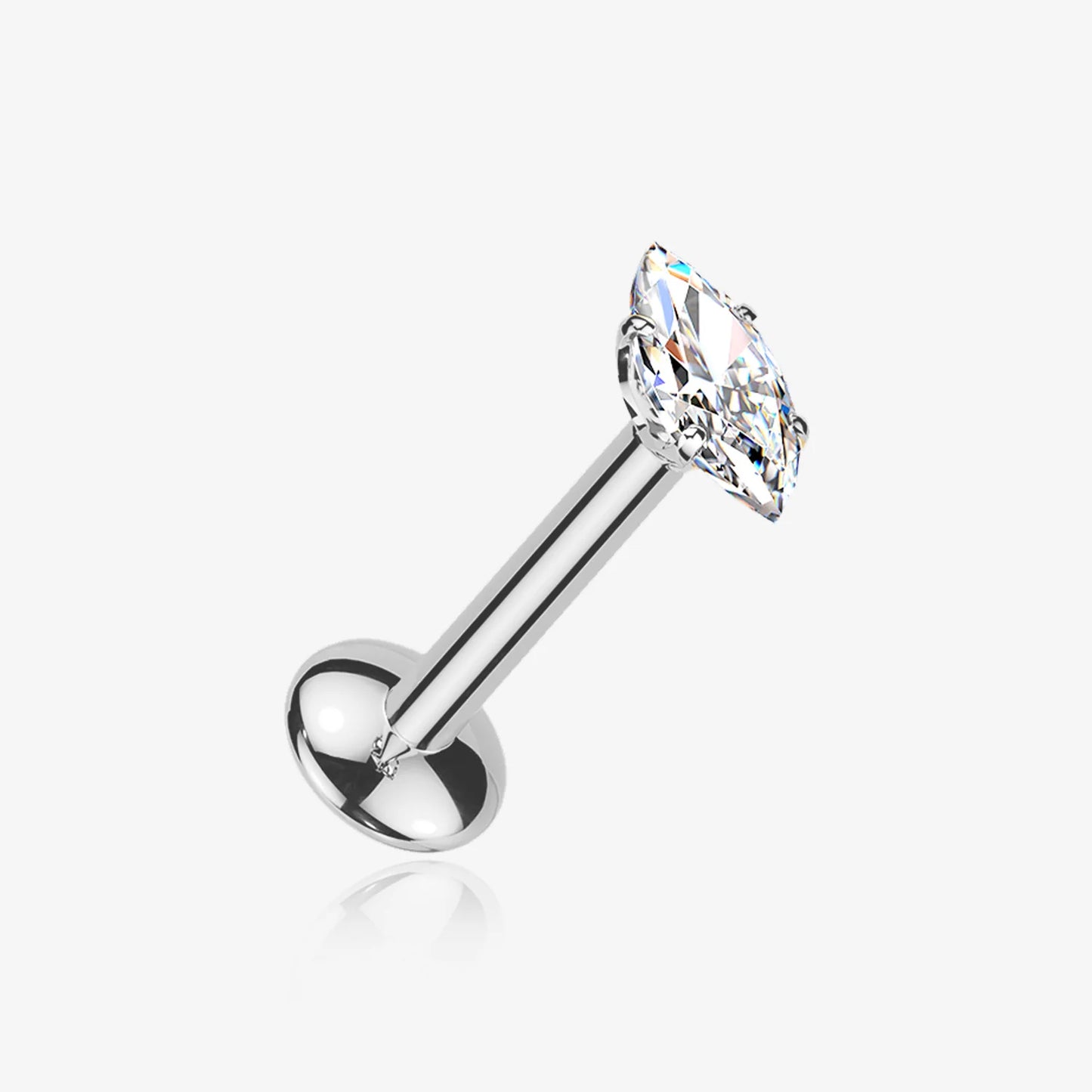 Titanium Threadless Labret with Marquise Moissanite Top