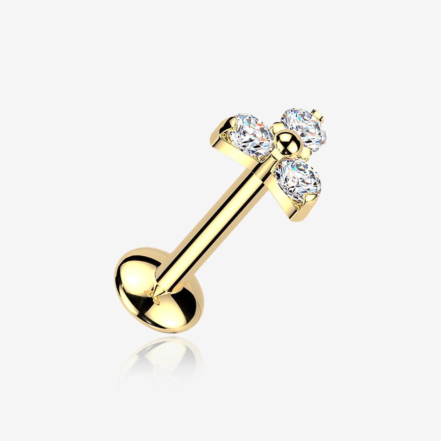 Titanium Threadless Labret with Trinity Moissanite Top
