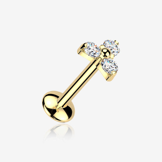 Titanium Threadless Labret with Trinity Moissanite Top