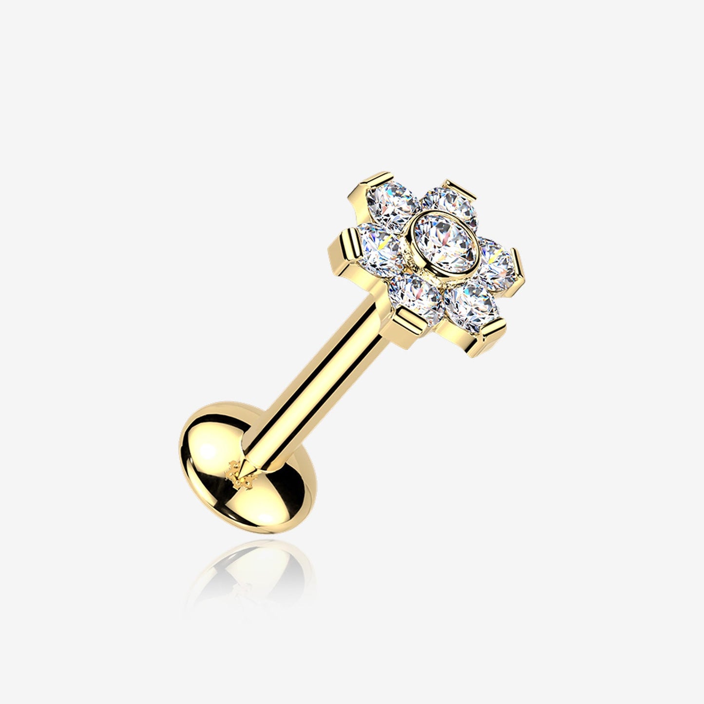 Titanium Threadless Labret with Flower Moissanite Top
