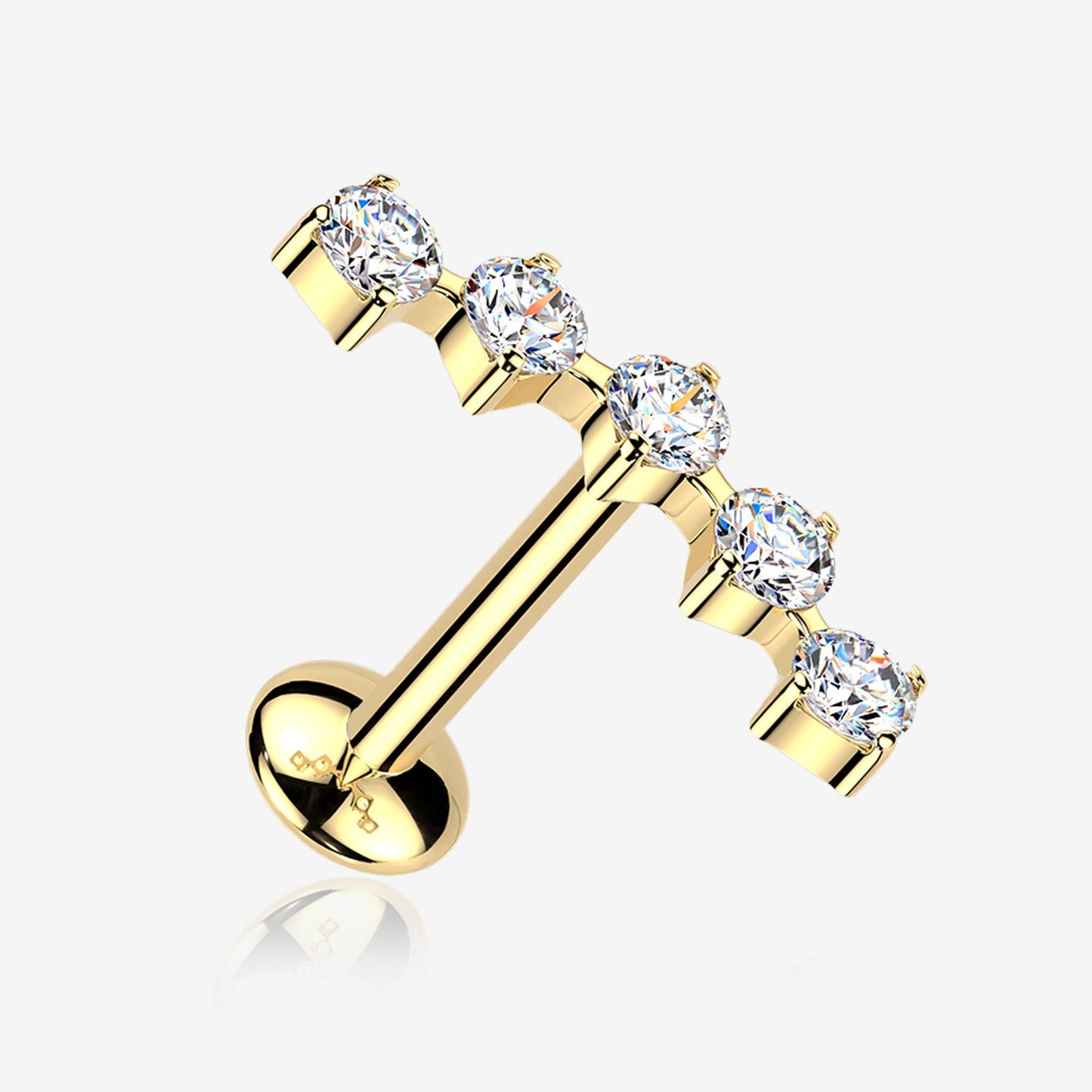 Titanium Threadless Labret with Curved Moissanite Top