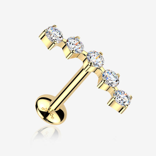 Titanium Threadless Labret with Curved Moissanite Top