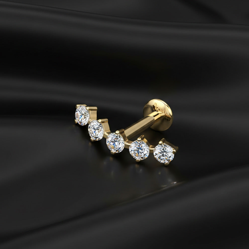 Titanium Threadless Labret with Curved Moissanite Top