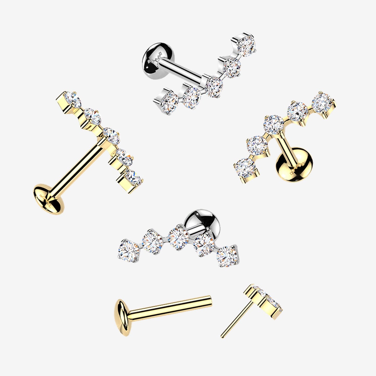 Titanium Threadless Labret with Curved Moissanite Top
