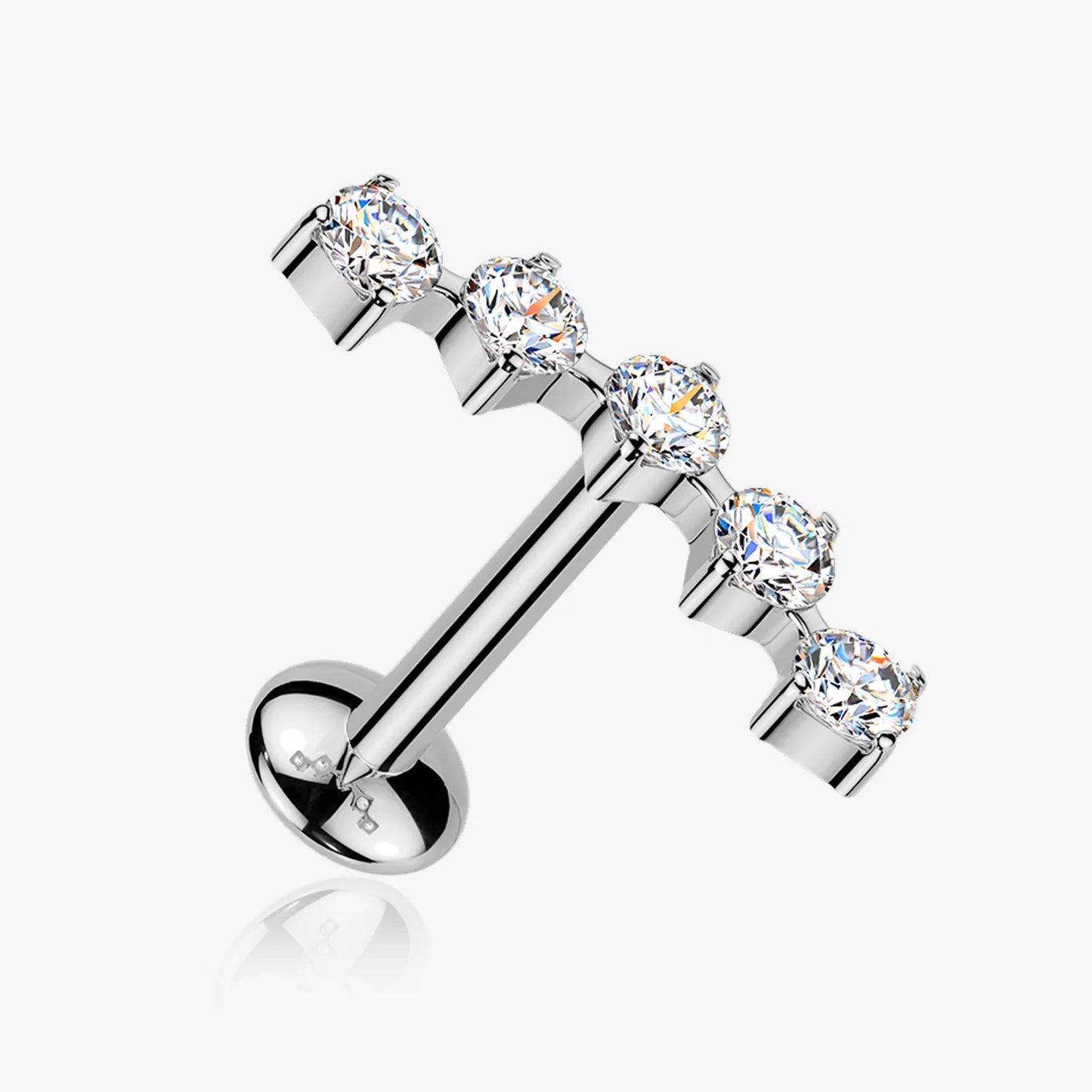 Titanium Threadless Labret with Curved Moissanite Top