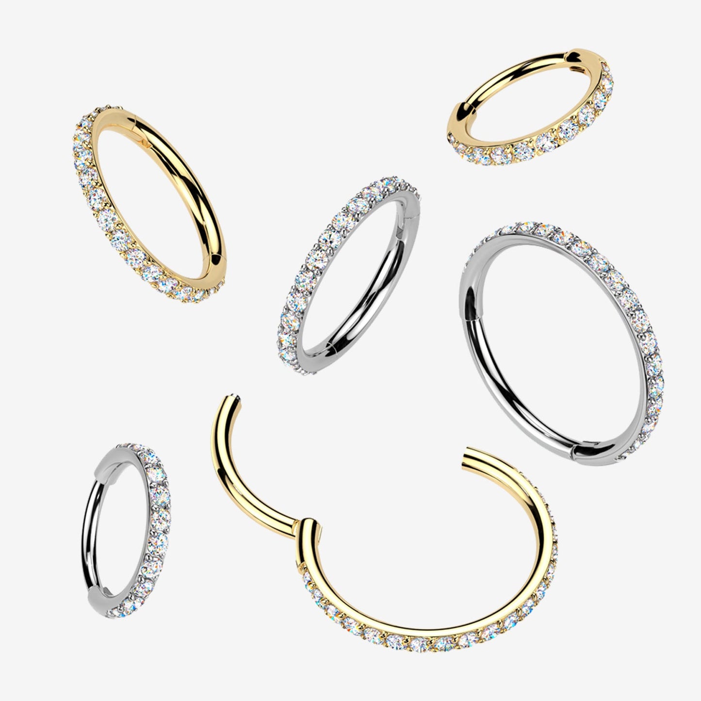Titanium Hinged Segment Hoop with Moissanite Pavé