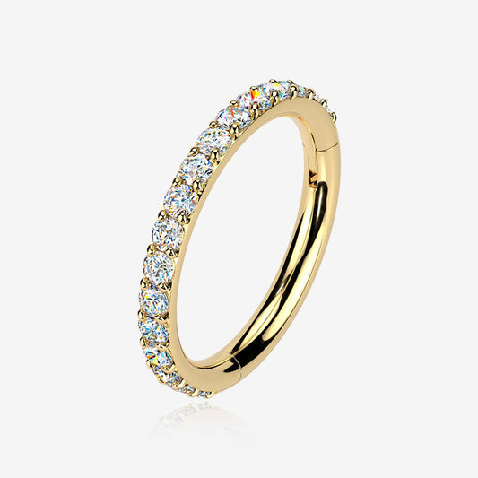 Titanium Hinged Segment Hoop with Moissanite Pavé