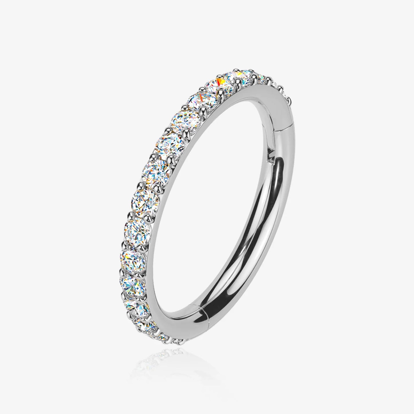 Titanium Hinged Segment Hoop with Moissanite Pavé