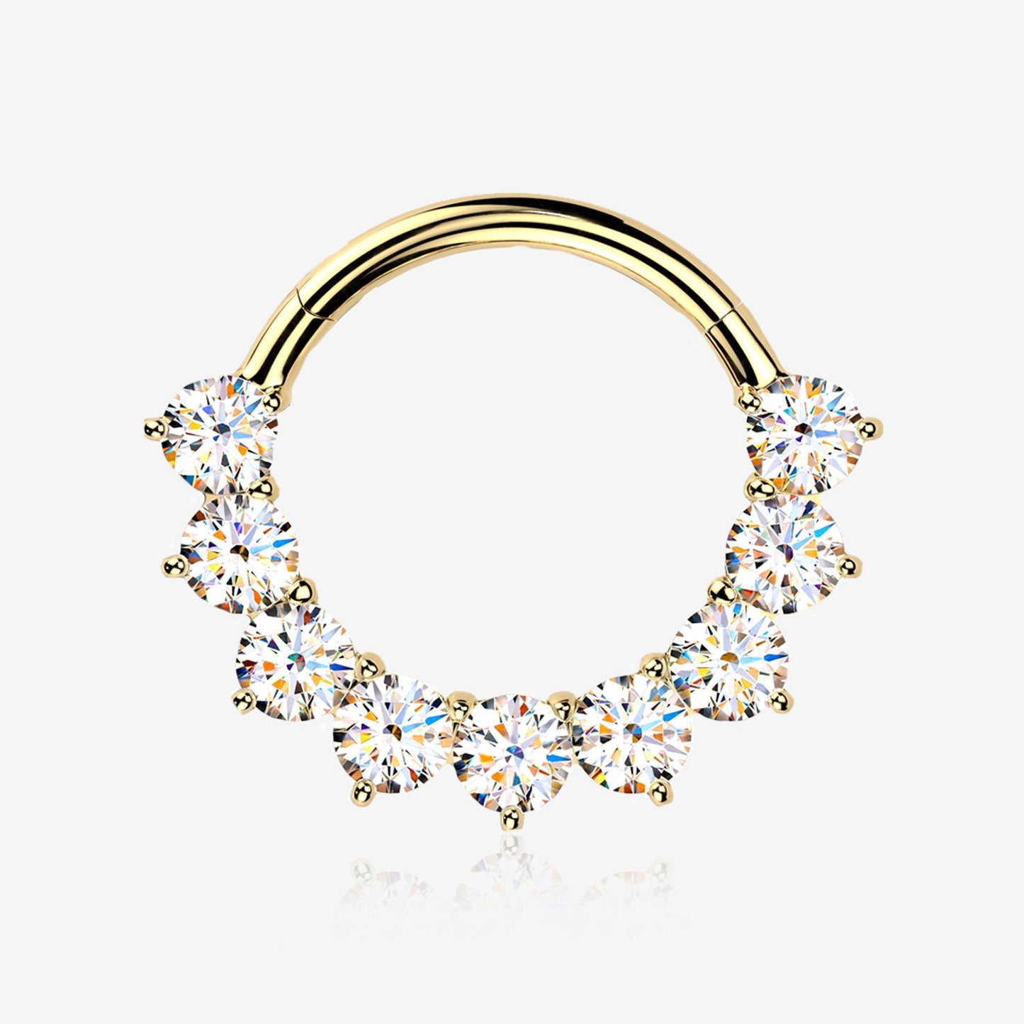 Titanium Hinged Segment Hoop with Forward-Facing Moissanite Prongs