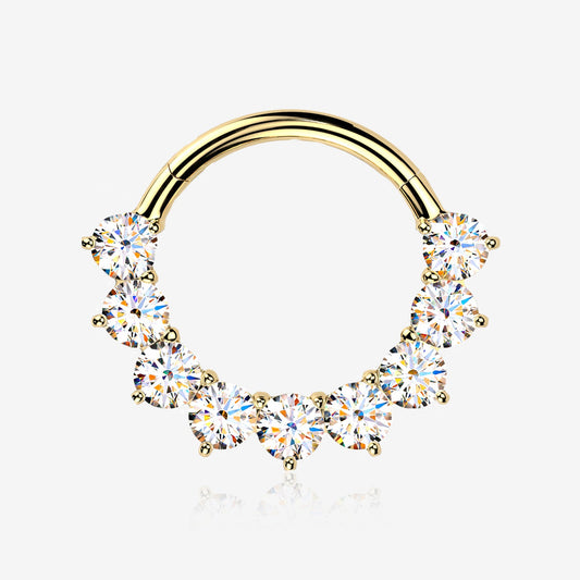 Titanium Hinged Segment Hoop with Forward-Facing Moissanite Prongs