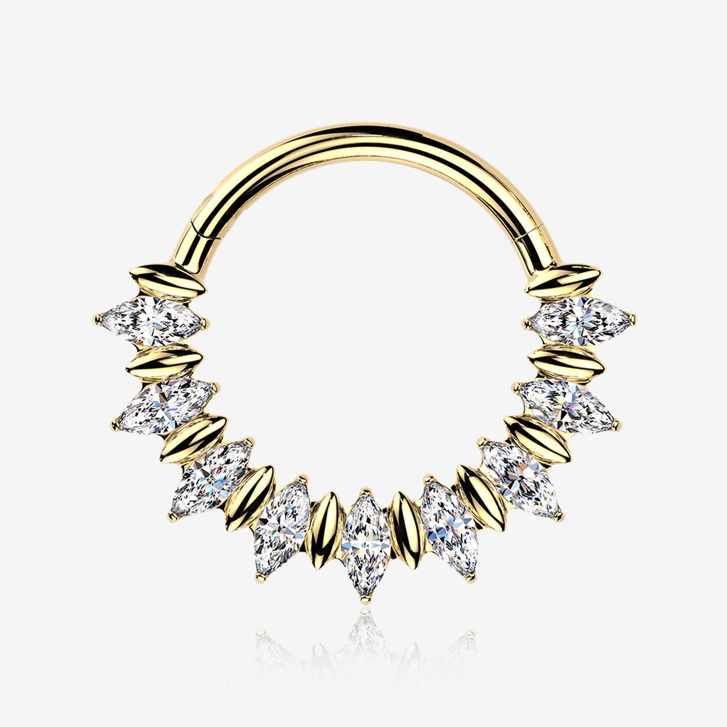 Titanium Marquise Moissanite Fan Hinged Hoop Ring
