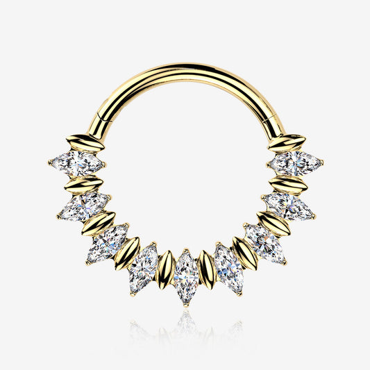 Titanium Marquise Moissanite Fan Hinged Hoop Ring