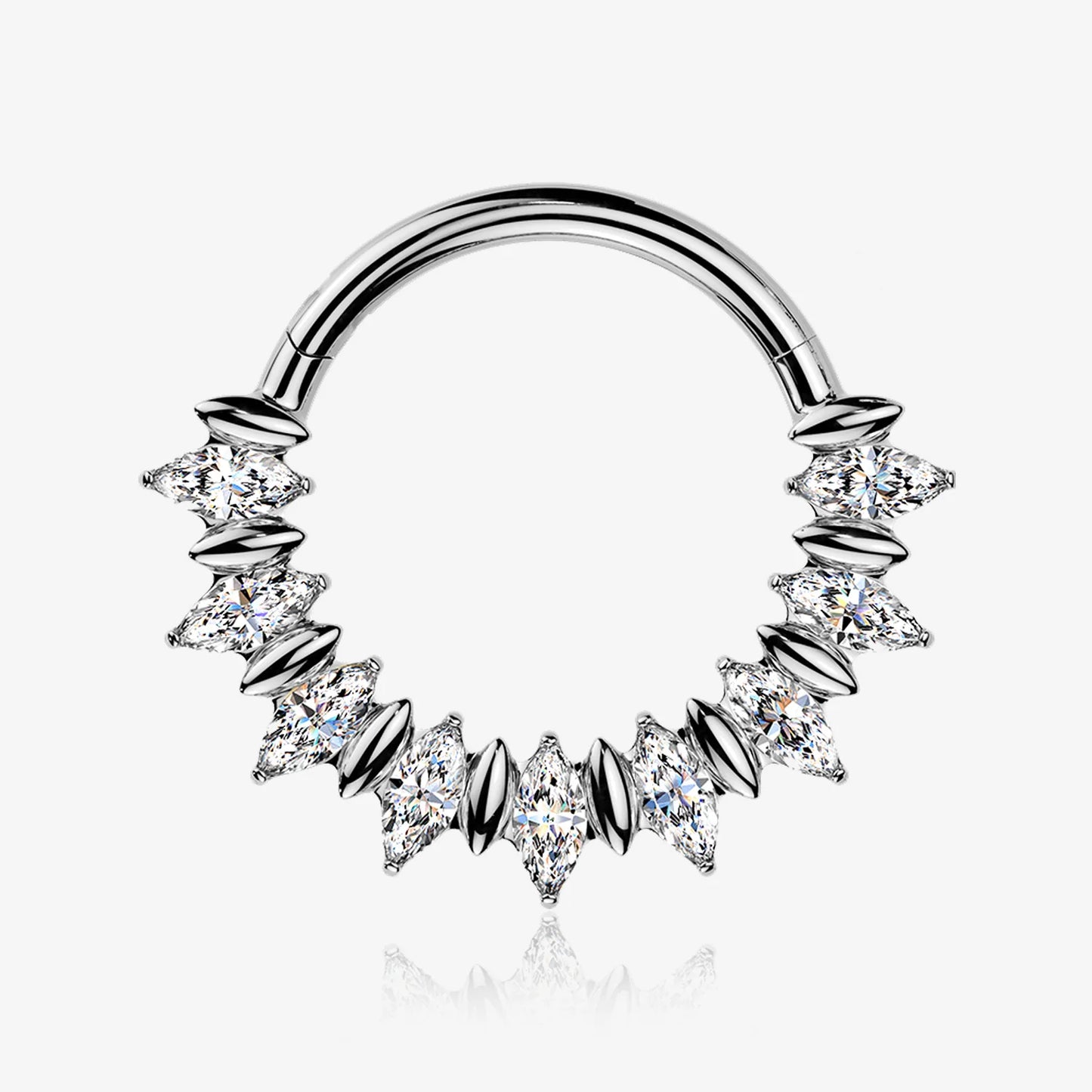 Titanium Marquise Moissanite Fan Hinged Hoop Ring