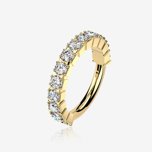Titanium Pave Moissanite Hinged Hoop Ring